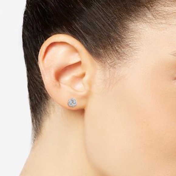 🎉 HP 🎉 Diamond Love Knot Stud Earrings in SS - Picture 3 of 7